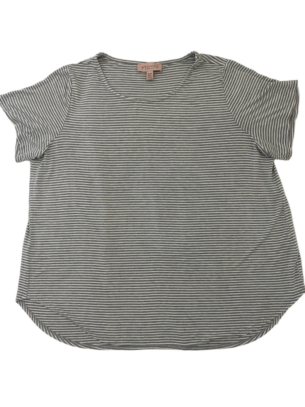 Philosophy Gray and White Striped Short Sleeve Tee - Picture 1 of 6